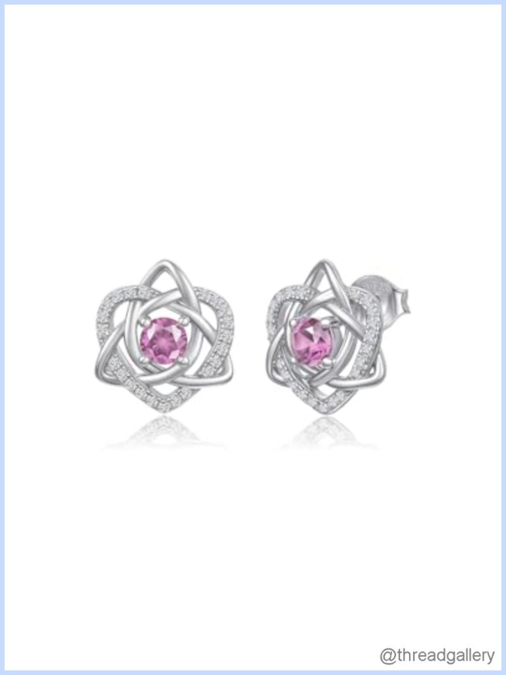 Celtic Knot Birthstone Stud Earrings 925 Sterling Silver 18K White Gold Plated